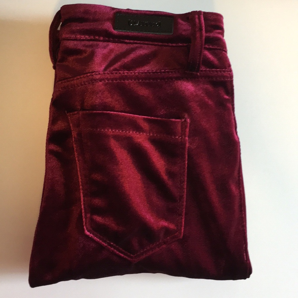 Blank NYC crybaby burgundy velvet skinny